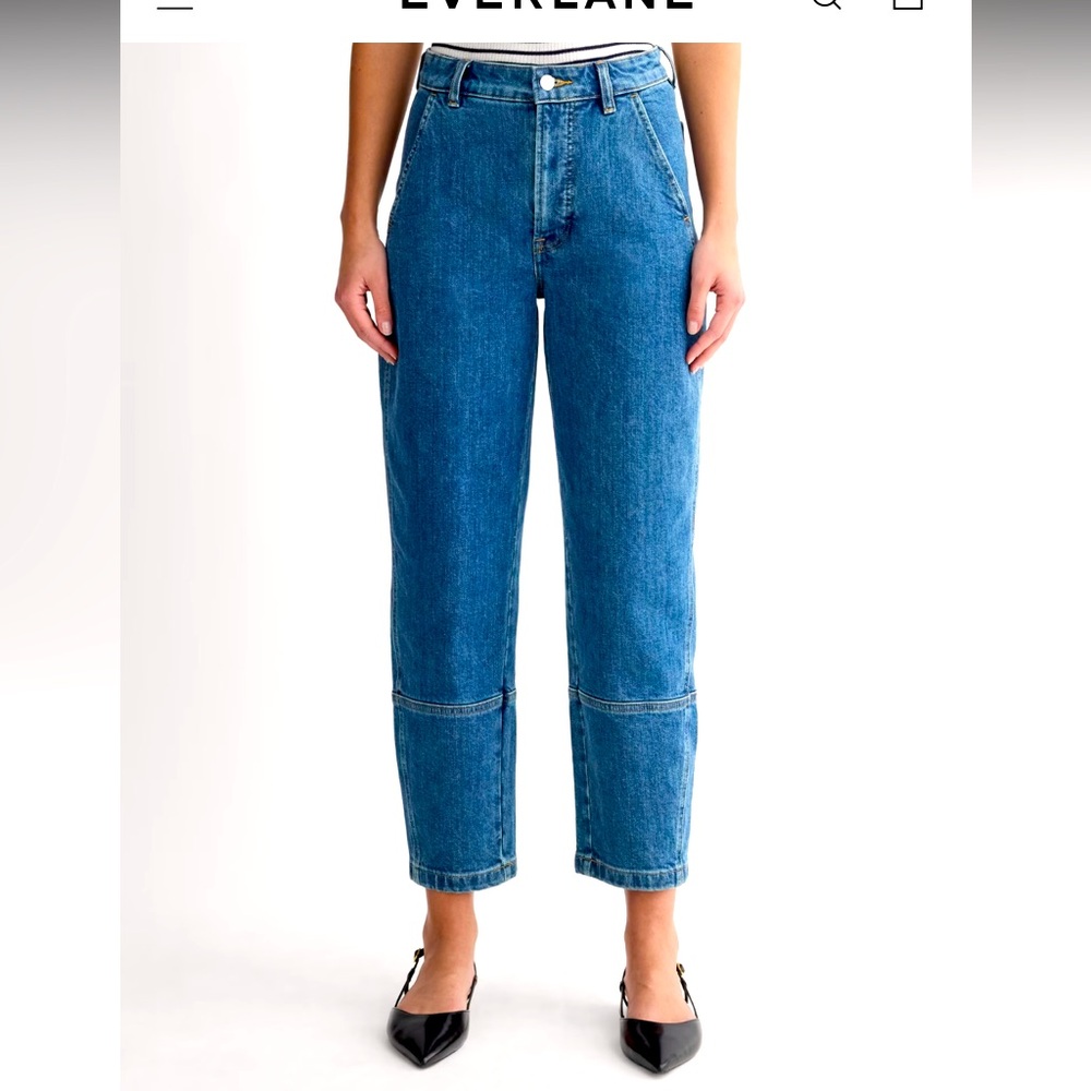 Everlane Blue Cropped High-Rise Straight-Leg Jeans